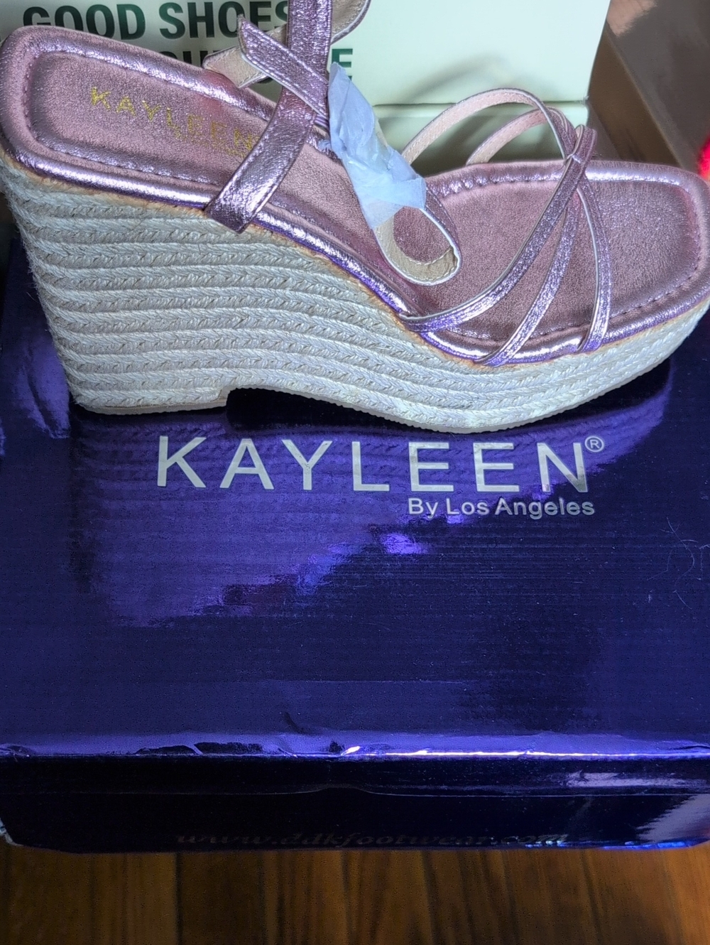 KAYLEE N By Los Angeles Rose Metallic Espadrille Wedges
